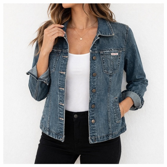 Calvin Klein Jackets & Blazers - Calvin Klein Jeans Denim Jacket Blue Stretch Trucker Women’s Large
